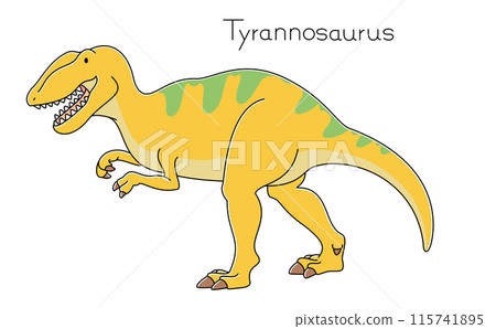 Realistic and cute dinosaur Tyrannosaurus sideways 115741895