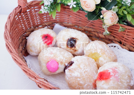 flavored ball donuts as a background 115742471