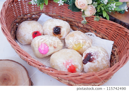 flavored ball donuts as a background flavored ball donuts as a background 115742490