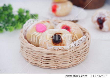 flavored ball donuts as a background 115742506