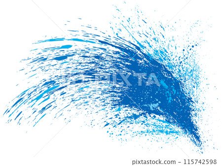 Blue splashes arcing from the bottom right Blue splashes arcing from the bottom right 115742598
