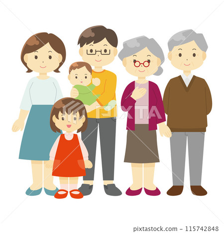 Illustration of a family of three generations 115742848