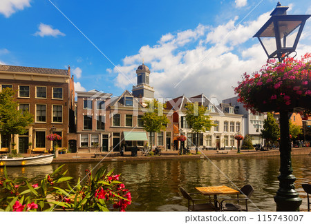 Summer landscape with a view of the city streets of Leiden 115743007