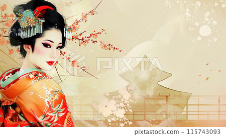 Gorgeous Japanese Geisha illustration 115743093