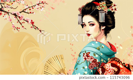 Gorgeous Japanese Geisha illustration 115743096
