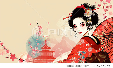 華麗的日本藝妓插畫 115743266