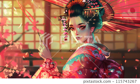 華麗的日本藝妓插畫 115743267