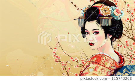 華麗的日本藝妓插畫 115743268