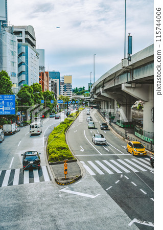 Traffic in the city center and the Metropolitan Expressway Mejiro Street Vertical 2024.06 Film-like 115744006