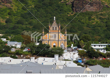 Reunion Island, an overseas department of France: The cityscape of Saint-Denis, the capital city, and the Notre Dame Church Reunion Island, an overseas department of France: The cityscape of Saint-Denis, the capital city, and the Notre Dame Church 115744027