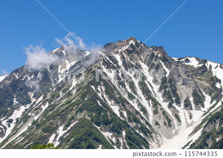 The majestic Kitadaisetsu mountain range seen from Nagano Prefecture in summer The majestic Kitadaisetsu mountain range seen from Nagano Prefecture in summer 115744335