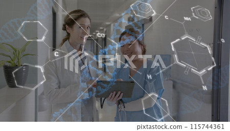 Image of data processing over diverse doctors Image of data processing over diverse doctors 115744361