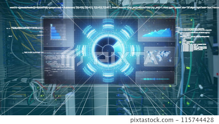 Image of scope scanning and data processing over computer server Image of scope scanning and data processing over computer server 115744428