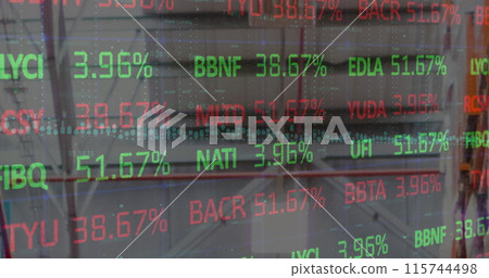 Image of data processing over empty warehouse Image of data processing over empty warehouse 115744498