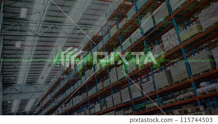 Image of data processing over empty warehouse 115744503