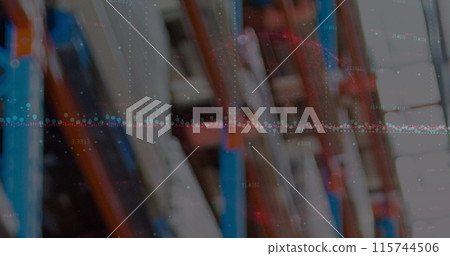Image of data processing over empty warehouse Image of data processing over empty warehouse 115744506