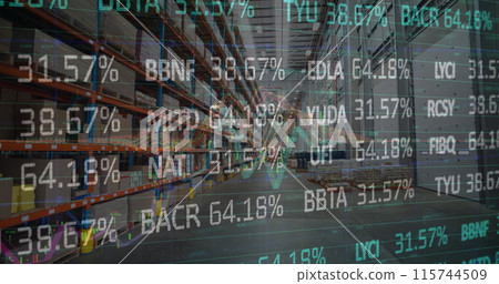 Image of data processing over empty warehouse Image of data processing over empty warehouse 115744509