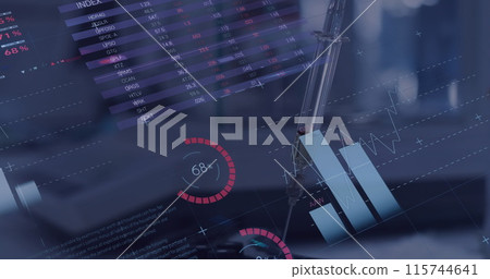 Image of data processing over syringe 115744641