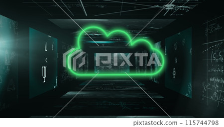 Image of african american male rugby player over neon shapes on black background Image of african american male rugby player over neon shapes on black background 115744798