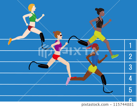 This is an illustration of a para-athletics athlete running. This is an illustration of a para-athletics athlete running. 115744881