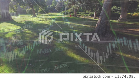 Image of financial data processing over park 115745083
