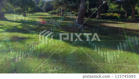 Image of financial data processing over park Image of financial data processing over park 115745093