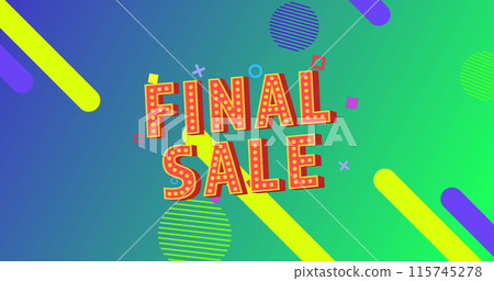 Image of sales text over red and snow globe 115745278