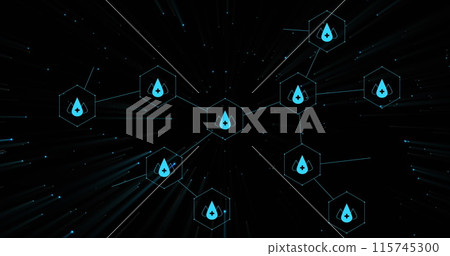 Image of medical icons and data processing on black background Image of medical icons and data processing on black background 115745300