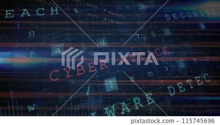 Cyber security data processing against spots of light on blue background 115745696