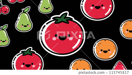 Image of falling vegetables over black background 115745817