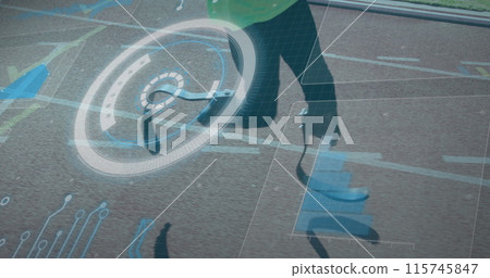 Image of data processing over disabled african american male runner Image of data processing over disabled african american male runner 115745847
