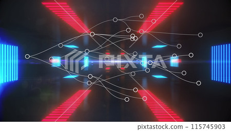 Image of white lines over digital tunnel Image of white lines over digital tunnel 115745903