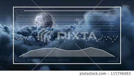 Image of financial data processing over sky with clouds Image of financial data processing over sky with clouds 115746063