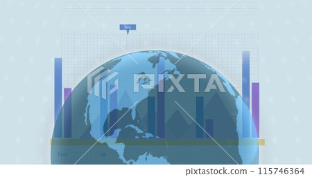 Image of financial data processing and statistics over globe 115746364