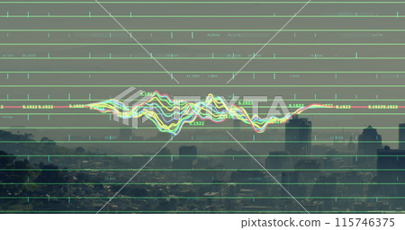 Image of financial data processing over cityscape 115746375