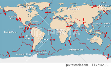Global Tectonic Plates Map 115746499