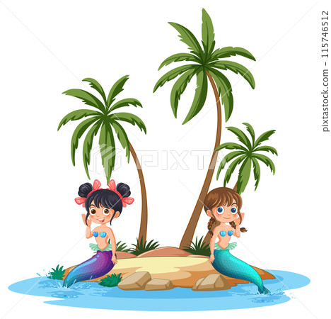 Mermaid Friends on Tropical Island Mermaid Friends on Tropical Island 115746512