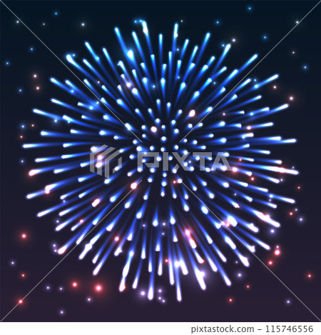 Vibrant Blue Fireworks Display 115746556