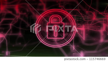 Image of icons with connections and data processing over dark background Image of icons with connections and data processing over dark background 115746669