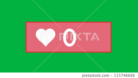 Digital image of a heart icon increasing in number on a green background 4k 115746688