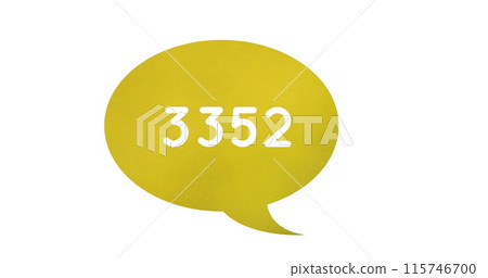 Digital image of a yellow speech balloon with increasing numbers on a white background 4k Digital image of a yellow speech balloon with increasing numbers on a white background 4k 115746700