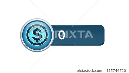 Digital image of a dollar icon with increasing numbers on a white background 4k Digital image of a dollar icon with increasing numbers on a white background 4k 115746720