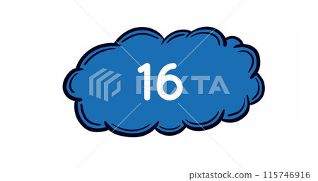 Digital image if increasing numbers in a blue thought bubble on a white background 4k 115746916