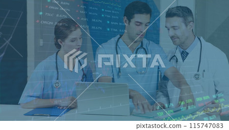 Image of data processing over diverse doctors Image of data processing over diverse doctors 115747083