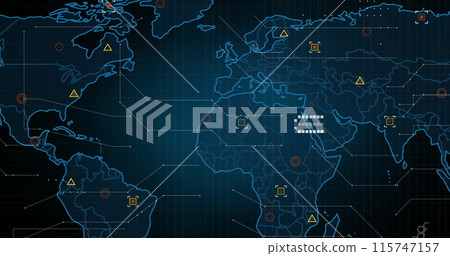 Image of markers and data processing over world map 115747157