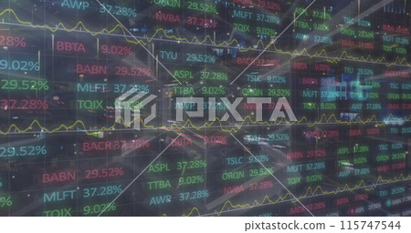 Image of data processing on black background Image of data processing on black background 115747544