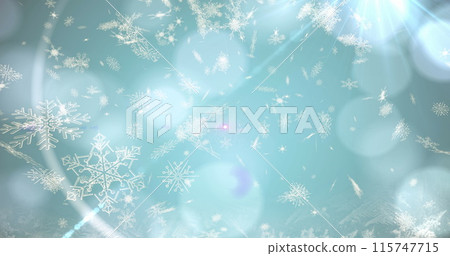 Image of cake icon over snow falling 115747715