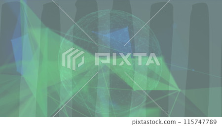 Image of network of connections over shapes and globe Image of network of connections over shapes and globe 115747789
