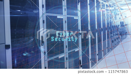 Image of scope with eye and data processing over computer servers Image of scope with eye and data processing over computer servers 115747863