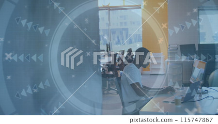 Image of scope scanning over african american businessman Image of scope scanning over african american businessman 115747867